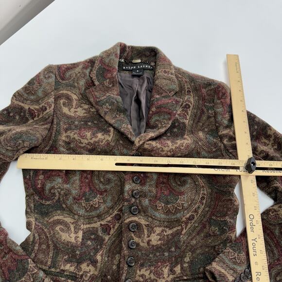 Ralph Lauren Blazer Womens 6 Paisley Wool Made USA Union Jacket Vintage 90s - Picture 6 of 9